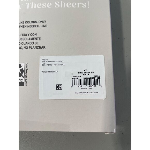 Silk Impressions Pantyhose Size XXL Ultra Fine Sheer Black 15 Denier 2 Pairs NEW - Picture 4 of 6